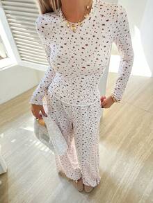 Livesso بيجامة نسائية مريحة وكاجوال للصيف رمضان - بيج - مشاهدة 5