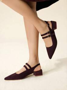 CUCCOO BASICS Damen Spitzschuh Schnallen Design Lässig Mode Ballerinas