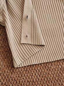 SHEIN Elladie kids 女童针织毛衣套装 - 长袖开衫 + 裤子，百搭时尚简约可爱，适合居家和旅行 - 卡其色 - 查看 7