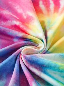 SCOOBY-DOO X SHEIN 大码扎染字母卡通图案短袖T恤，夏季休闲款 - 彩色 - 查看 4