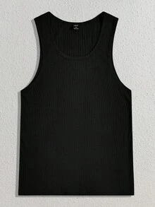 Manfinity BRENVOR 2件装男士纯色休闲针织时尚运动无袖背心，适合朋友、情侣穿着