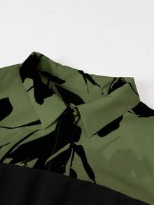 SHEIN Clasi Bộ quần ống rộng in hoa thanh lịch 2 trong 1 dành cho nữ, mùa hè - xanh quân đội - Xem 3