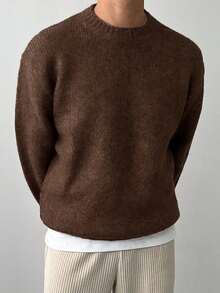 DAZY Men's Casual Versatile Coffee Brown Sweater, Autumn/Winter - Coffee Brown - View 3