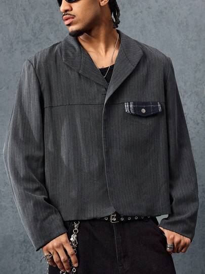 Street Life Veste rayée décontractée pour hommes, automne