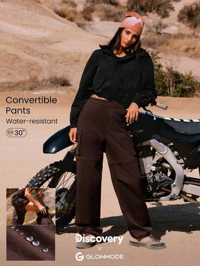 GLOWMODE Spodnie dresowe X Discovery Cool Cargo 3 w 1 wodoodporne, odpinane, szerokie, szorty, jesienno-zimowe, outdoorowe, piesze wędrówki, jogging, codzienne, aktywne, sportowe