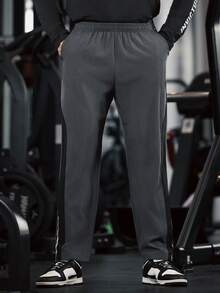 Gym Rark 男士撞色弹力腰带口袋休闲健身运动裤长款运动裤 - 深灰色 - 查看 6