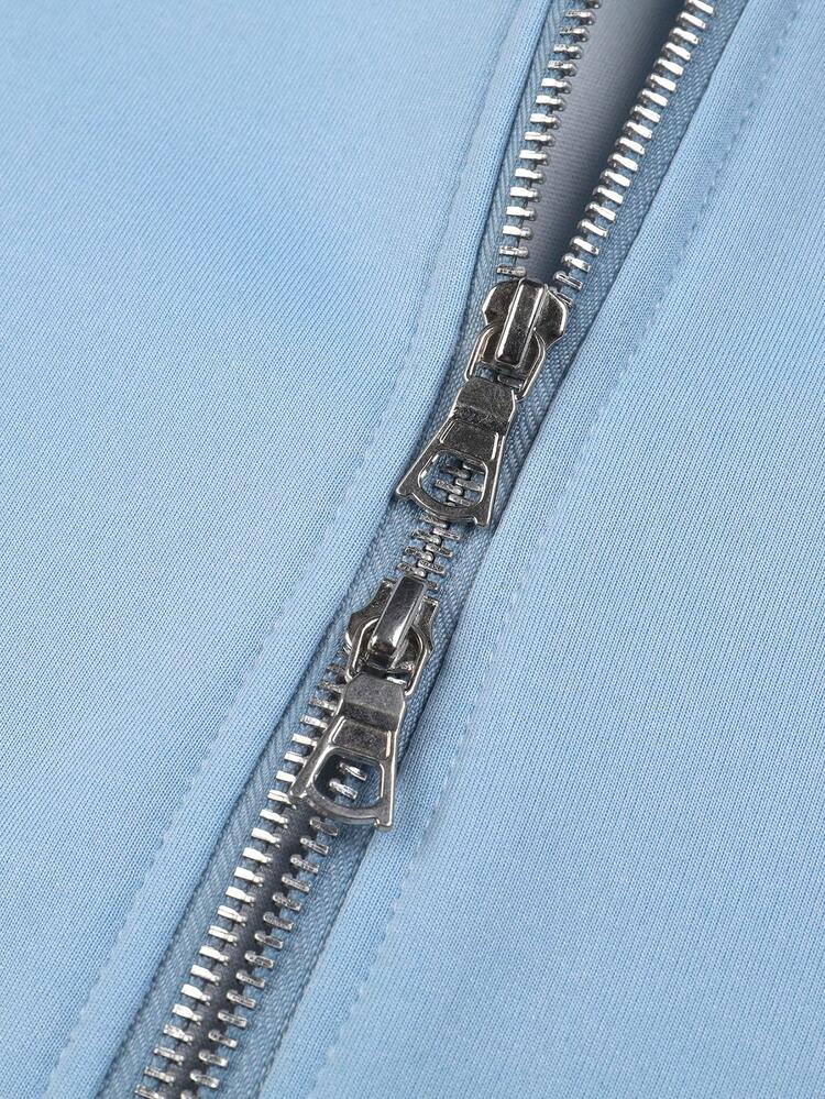 Manfinity EMRG Men's Casual Solid Color Hooded Jacket, Versatile For Autumn - Baby Blue - View 6