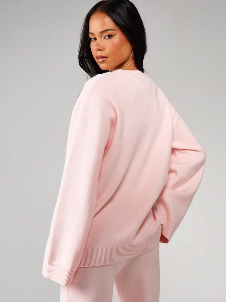 MISSGUIDED Maglione oversize a girocollo, vestibilità morbida, maniche lunghe, per uso casual quotidiano