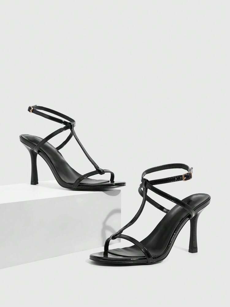 CUCCOO SZL Women's Fashionable Solid Color Open Toe Versatile Summer Heeled Sandals