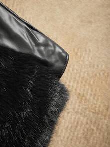 Anewsta Chaleco/abrigo sin mangas de piel parchwork con pelo largo y esponjoso