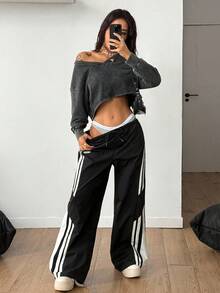 Coolane 女士秋冬演唱会狂欢节夜店文艺复兴博览会俱乐部街头服饰长袖 T 恤 - 灰色 - 查看 3