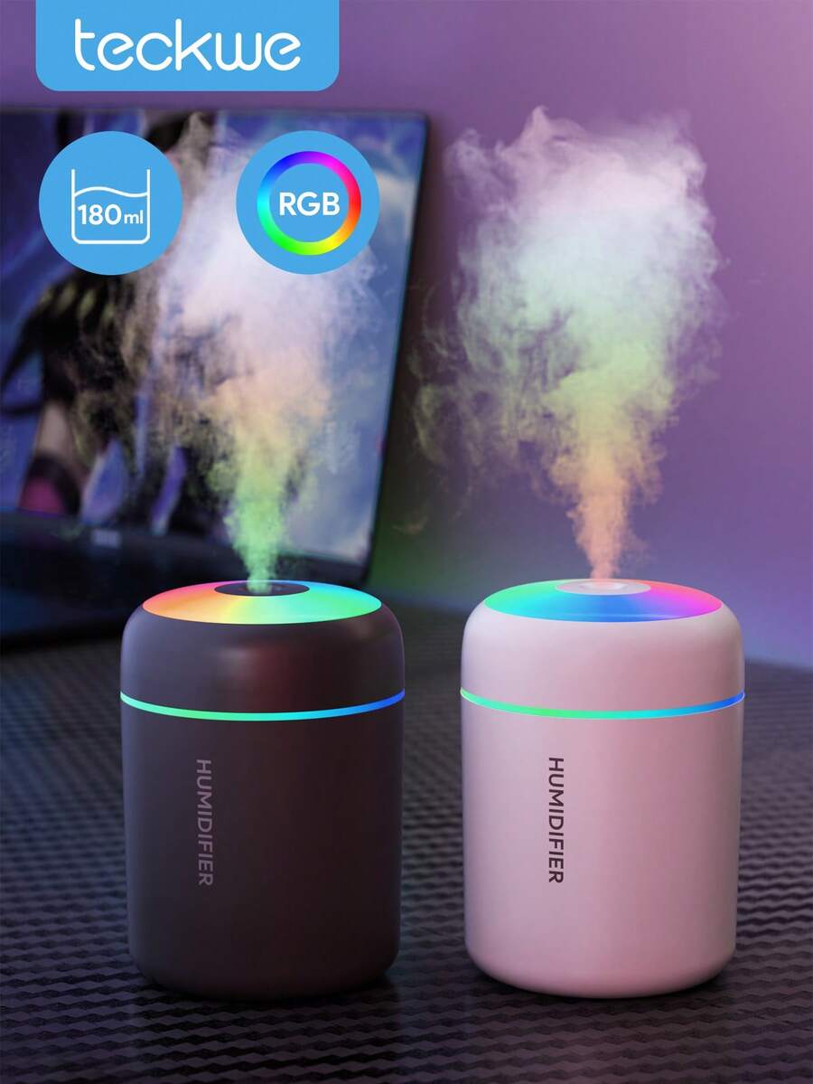 Teckwe 迷你精油香薰喷雾扩散器和加湿器，凉爽喷雾，彩色夜灯，加湿空气，保持清新，放松身心圣诞礼物 - 彩色 - 查看 1