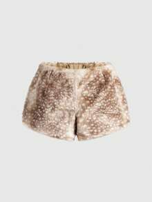 ROMWE Grunge Punk Quần short mini họa tiết động vật giả lông thú Y2K cỡ lớn dành cho nữ, Thu/Đông - Nhiều màu - Xem 1