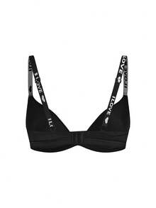 Lowkey Lull Women's Letter & Heart Pattern Comfortable Low-Cut Bra T Shirt Bra Bra Black Deep Plunge Bra Bralette Women Push Up Bra
