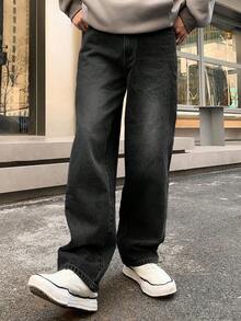 DAZY Men's Casual Commuter Washed Straight Leg Jeans - Black - View 4