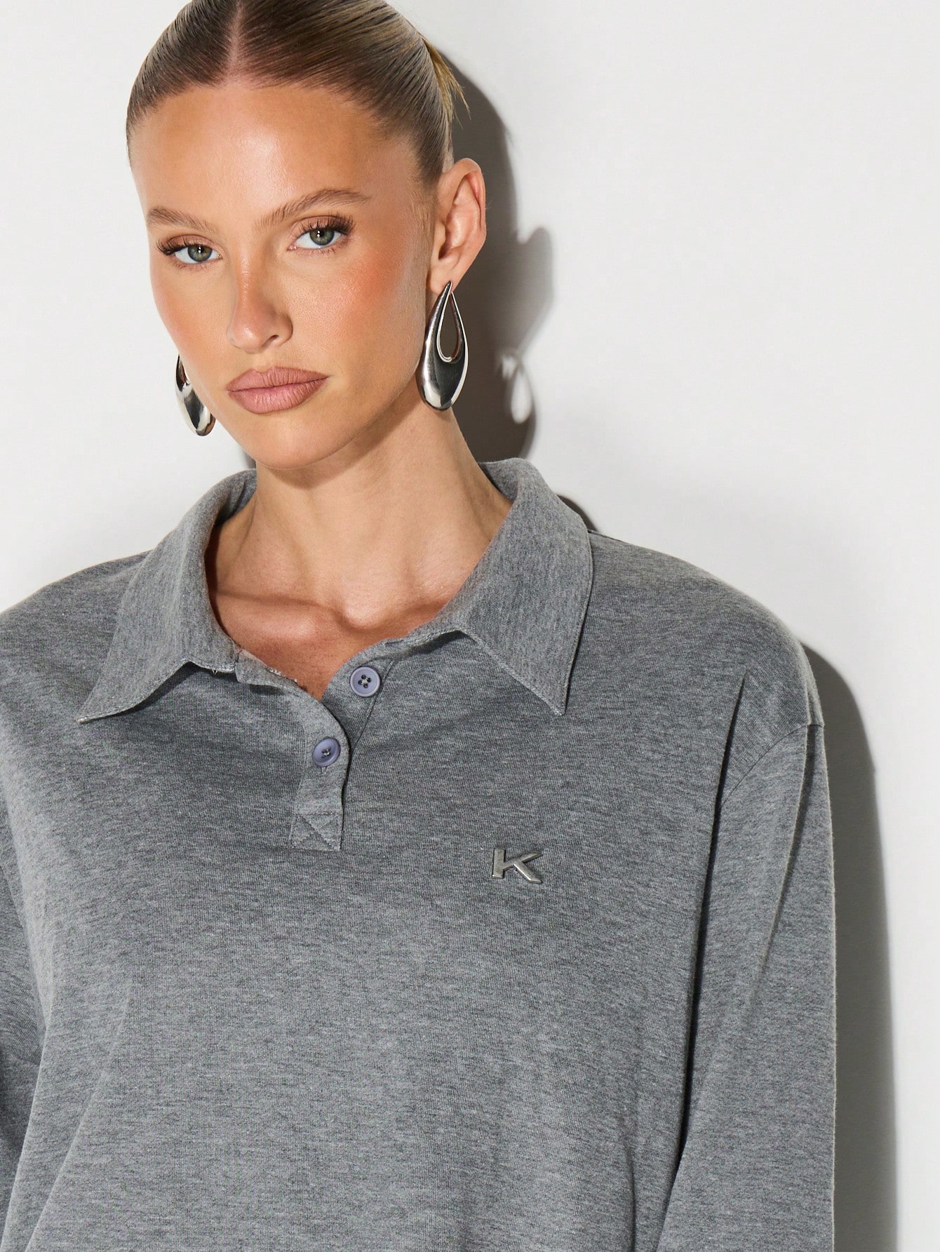 KIZN Langärmliges Poloshirt mit Kragen und Metalllasche