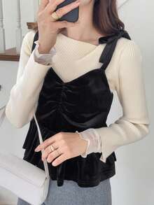 FRIFUL Women's Solid Color Minimalist Casual Camisole - Black - View 6