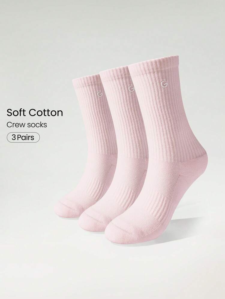 3 Pairs Socks Soft Ventilated Mesh With Embroidered Logo Workout Daily Casual