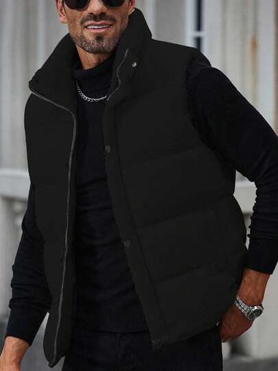 Manfinity Homme Veste sans manches matelassée chaude et décontractée en polaire, style streetwear, pour homme (INS Match), idéale comme cadeau d'automne et d'hiver pour votre copain ou mari, ou pour un anniversaire.