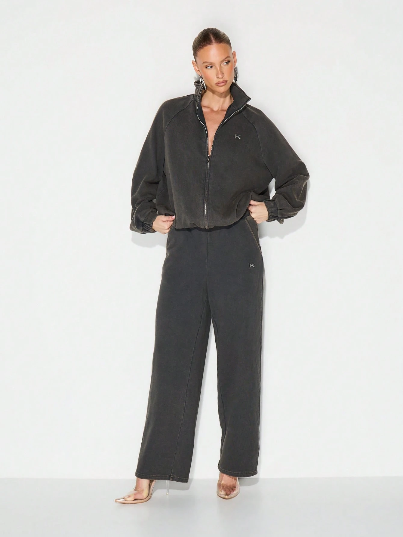 KIZN Full Zip Sweatshirt With Funnel Neck