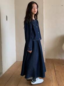 DAZY Girls Denim Top & Skirt Set