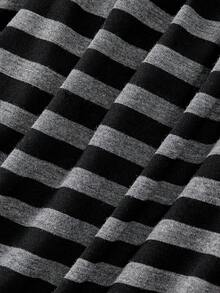 ROMWE Spring/SummercasualKawaii College Style Striped Puff Sleeve A-Line Mini Dress - Black - View 4