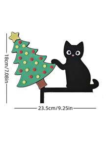 Joivida 1PC 2D Flat Christmas Door Corner Sign,Christmas Cat Door Corner Decor With Tree,Left & Right Designs Fireplace Mantel Decor Wood Frame Corner Decor, Festive Wall Accents For Indoor/Outdoor, Living Room, Bedroom, Office, 2D Flat - Multicolor - View 3