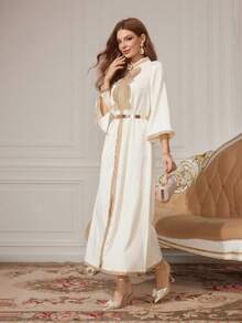 CUCCOO TILAWA 尖头露后跟系带水钻蝴蝶结优雅别致百搭细高跟鞋，金色 - 金色 - 查看 9