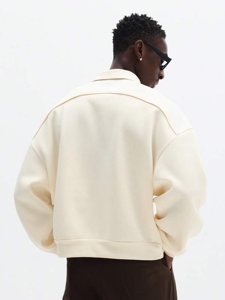 Boxy Fit Quarter Zip Polo With Back Panel