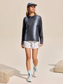 Exploreva Women's Casual Round Neck Long Sleeve Outdoor T-Shirt, Autumn - Black - View 4