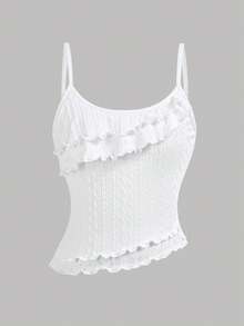 SHEIN 少女休闲简约舒适不对称下摆背心和鱼尾裙套装 - 白色 - 查看 7