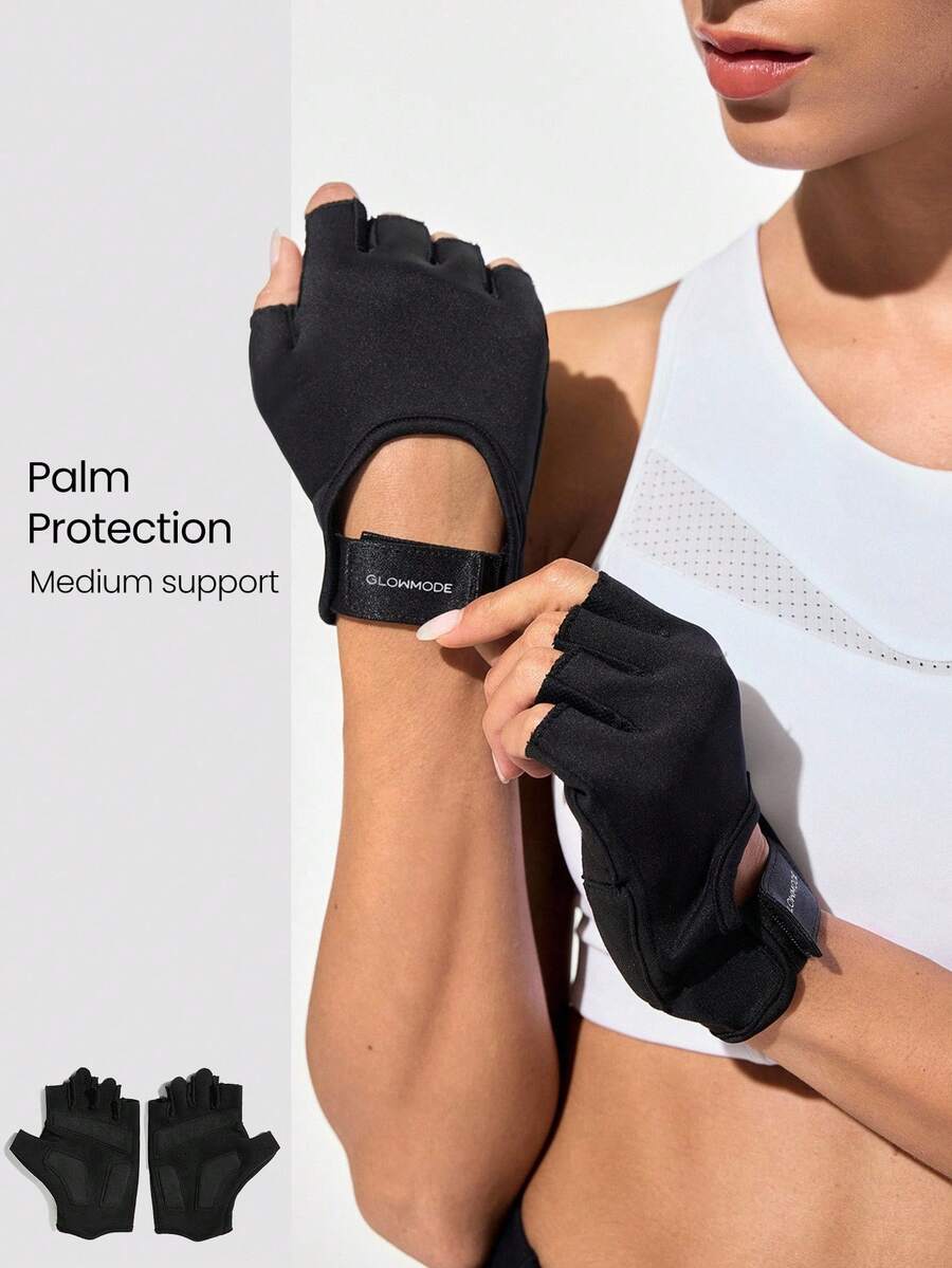 GLOWMODE Sweat-Wicking Medium Support Palm Protection Mesh Panel Hook And Loop Training Palm Training Gym