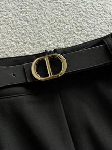 GlowEve 2 pièces Ensemble élégant de chemise à manches longues rayée et pantalon avec poches et ceinture pour femmes, idéal pour le trajet domicile-travail - Noir - Voir 4