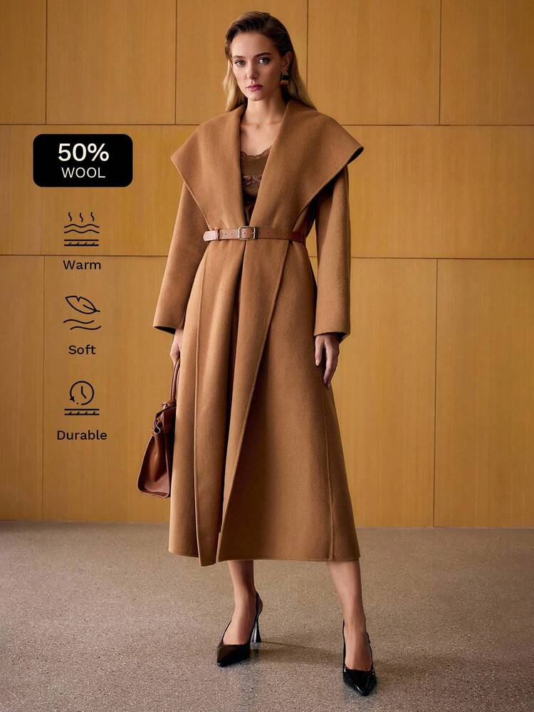 WOOL BELTED LAPEL COLLAR OVERCOAT, AUTUMN/WINTER