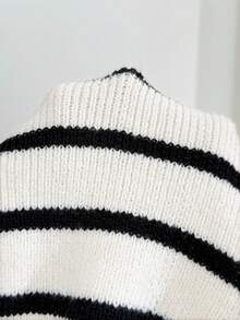 SHEIN Maternity Round Neck Striped Front Button Casual Sweater Vest