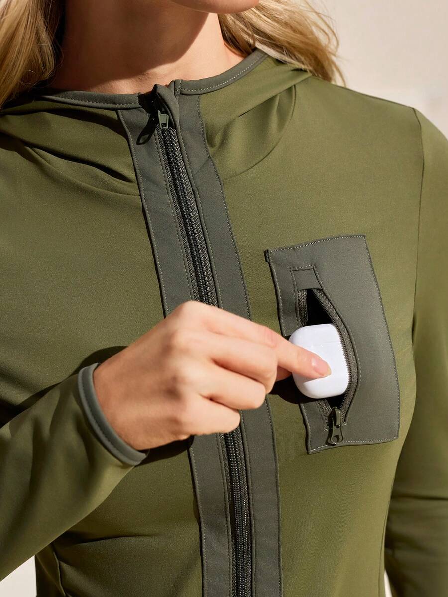 Exploreva 休闲百搭撞色胸袋拉链户外运动夹克