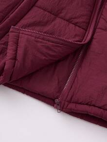 SHEIN Unity French Retro Red Casual Chic Design Versatile Comfortable Relaxed Fit Slim Flattering Shoulder Version Women Padded Coat, Autumn/Winter