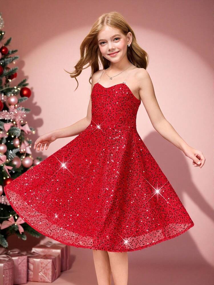 tween party dresses Girl Solid Color Sequin Elegant Spaghetti Strap Dress Color:Iris SAT 50-123sale115 Kennedy - Modern Boho Back zipper FEATURES