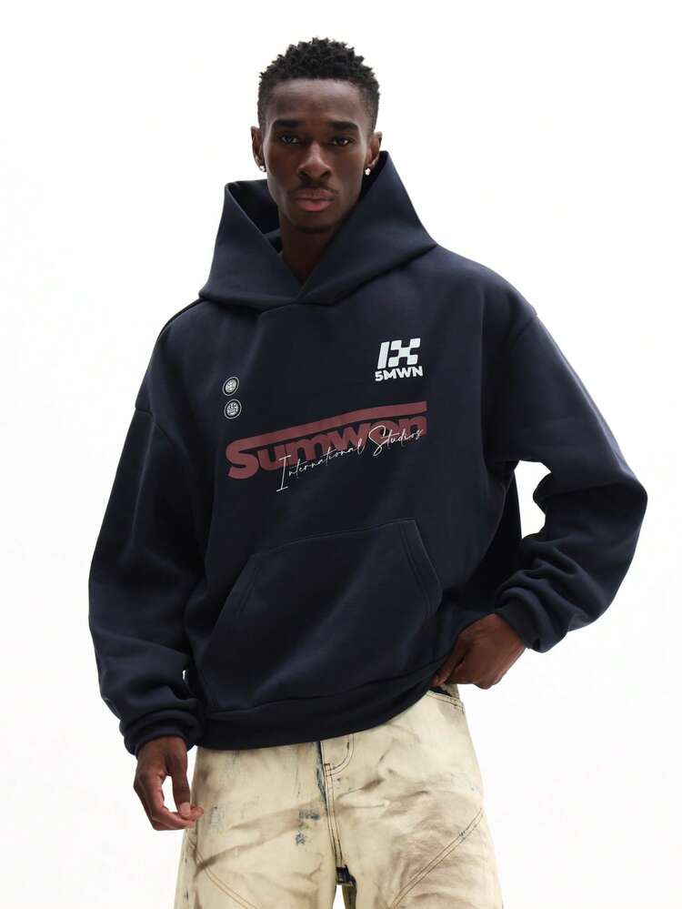 Checkered Print Hoodie With Drawstring Hood