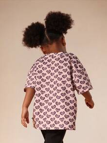 SUMWON 超大爱心印花短袖圆领女童休闲舒适T恤 - 彩色 - 查看 2