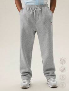 SWAVVY Pantaloni casual da uomo con coulisse in vita, tasche e grafica a lettere multicolore - Grigio Chiaro - Visualizzare 4