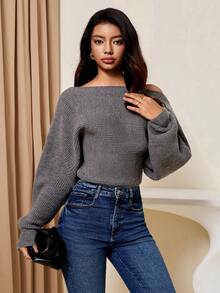 Lyxana Women's V-Neck Tie Front/Back Reversible Knit Top - Grey - View 4