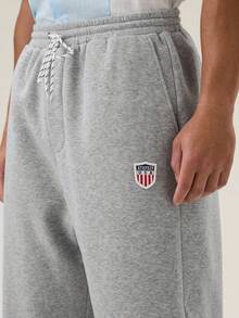 SWAVVY Pantaloni casual da uomo con coulisse in vita, tasche e grafica a lettere multicolore - Grigio Chiaro - Visualizzare 3