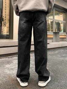 DAZY Men's Casual Commuter Washed Straight Leg Jeans - Black - View 2