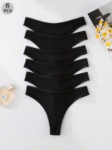 SHEIN Quần lót lọt khe thoải mái, dễ chịu cho nữ (6 cái/gói) - màu đen - Xem 1