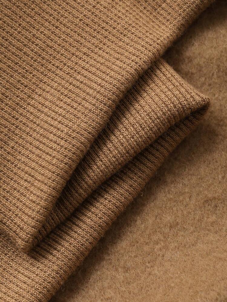 Geometric Pattern Printed Brown Zip-Up Hoodie Sweatshirt For Men, Thicker For Autumn/Winter