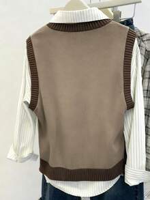 INAWLY 女士无袖撞色休闲针织背心 - 彩色 - 查看 2