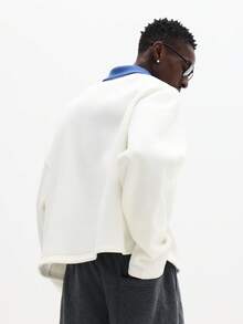 SUMWON Boxy Fit Polo Shirt With Contrast Collar And Branded Logo For Casual Everyday Wear Plain - White - View 2