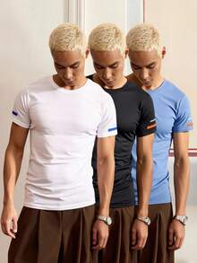 Manfinity VCAY Men's Ice Silk High Elasticity Multi-Piece T-Shirt Set,High Stretch - Multicolor - View 7