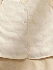 GlowEve 女士V领仿羊羔绒无袖修身开襟上衣，休闲都市风，适合秋冬季节，可作内搭或外穿，适合办公室通勤。 - 杏色 - 查看 6